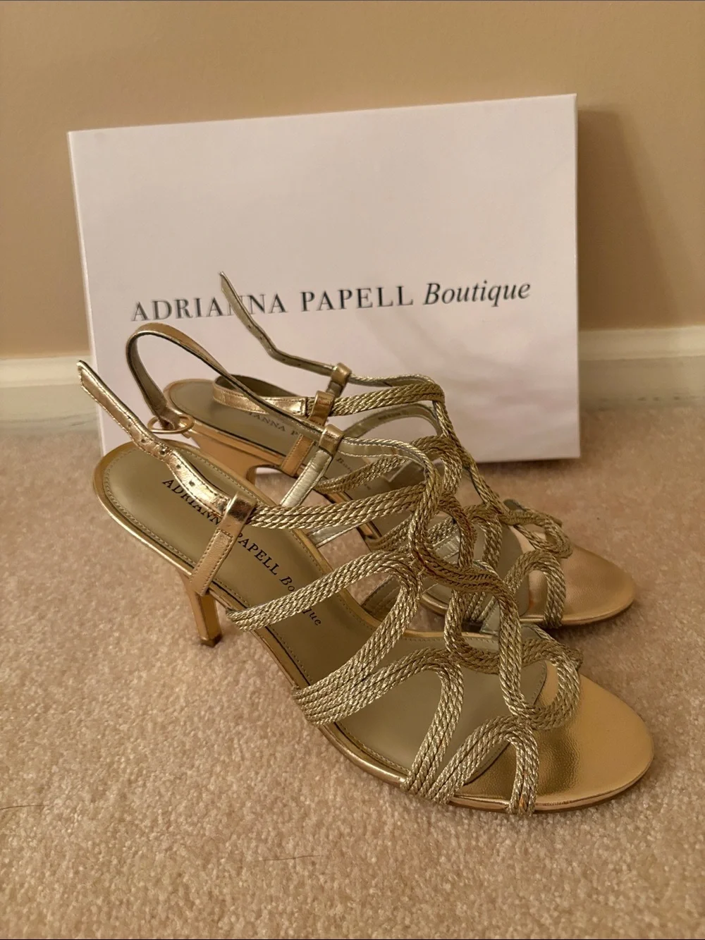 Adrianna Papell Metallic Gold Braided Heels